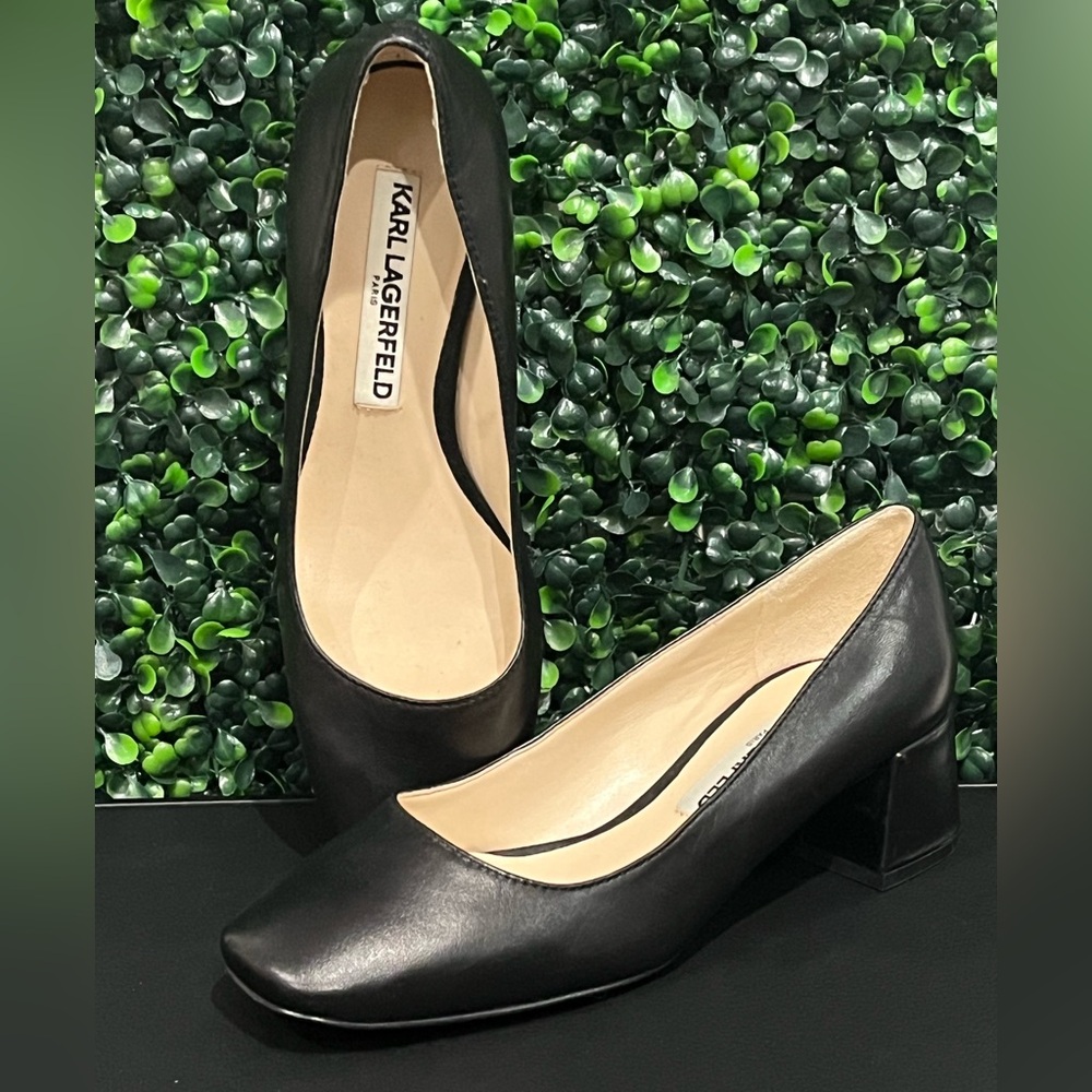 Karl Lagerfeld Black Leather Pumps Size 5